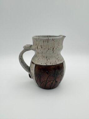 Lynch Studio Pottery Jug  – Nova Scotia Handmade – Neutral Thumbprint Design